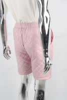 Pink Quilted Embroidered Shorts