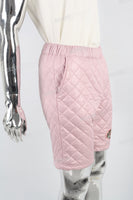 Pink Quilted Embroidered Shorts