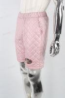 Pink Quilted Embroidered Shorts