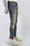 Distressed blue patch torn Skinny Jeans