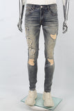 Distressed blue patch torn Skinny Jeans