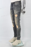 Distressed blue patch torn Skinny Jeans