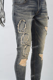 Distressed blue patch torn Skinny Jeans