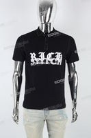 Black Print Polo T-shirt