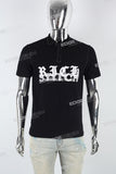 Black Print Polo T-shirt