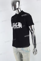 Black Print Polo T-shirt