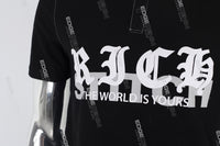 Black Print Polo T-shirt