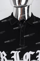 Black Print Polo T-shirt