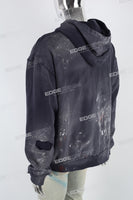 Royal Blue Distressed Embroidered Hoodies