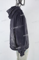 Royal Blue Distressed Embroidered Hoodies