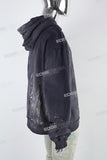 Royal Blue Distressed Embroidered Hoodies