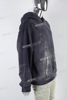 Royal Blue Distressed Embroidered Hoodies