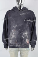 Royal Blue Distressed Embroidered Hoodies