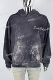 Royal Blue Distressed Embroidered Hoodies