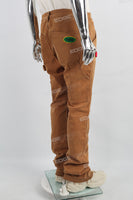 Dark Khaki Towel Embroidered Badge Workwear Men's Jeans