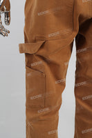 Dark Khaki Towel Embroidered Badge Workwear Men's Jeans