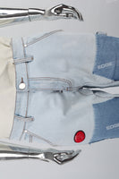 Dark Light Blue Towel Embroidered Badge Cargo Men's Jeans