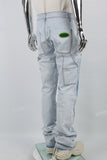 Dark Light Blue Towel Embroidered Badge Cargo Men's Jeans