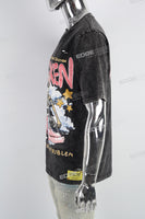 Black Skull Angel Print T-shirt