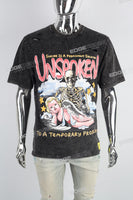 Black Skull Angel Print T-shirt