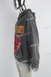 Grey Distressed Washed Skull Print Men's Hoodies