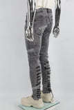 Grey Print Ripped Mans Skinny Jeans