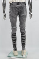 Grey Print Ripped Mans Skinny Jeans