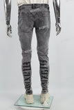 Grey Print Ripped Mans Skinny Jeans