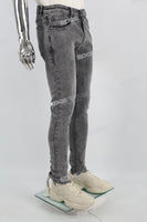 Grey Print Ripped Mans Skinny Jeans