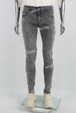 Grey Print Ripped Mans Skinny Jeans