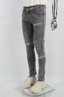 Grey Print Ripped Mans Skinny Jeans