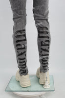 Grey Print Ripped Mans Skinny Jeans