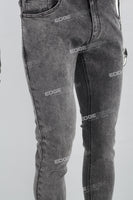 Grey Print Ripped Mans Skinny Jeans