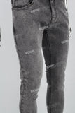 Grey Print Ripped Mans Skinny Jeans