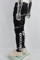 Black Print Ripped Mans Skinny Jeans