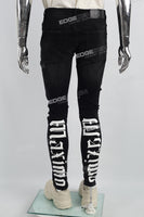 Black Print Ripped Mans Skinny Jeans