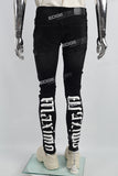 Black Print Ripped Mans Skinny Jeans