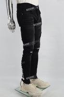 Black Print Ripped Mans Skinny Jeans