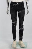 Black Print Ripped Mans Skinny Jeans