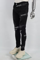 Black Print Ripped Mans Skinny Jeans