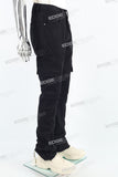 Men's Flared Jeans With Black Paneled Side Cargo Pockets
