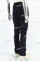 Men's Flared Jeans With Black Paneled Side Cargo Pockets