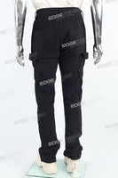 Men's Flared Jeans With Black Paneled Side Cargo Pockets
