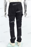Men's Flared Jeans With Black Paneled Side Cargo Pockets