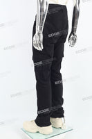 Men's Flared Jeans With Black Paneled Side Cargo Pockets