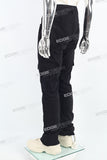 Men's Flared Jeans With Black Paneled Side Cargo Pockets