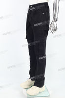 Men's Flared Jeans With Black Paneled Side Cargo Pockets