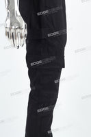 Men's Flared Jeans With Black Paneled Side Cargo Pockets