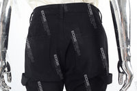 Men's Flared Jeans With Black Paneled Side Cargo Pockets