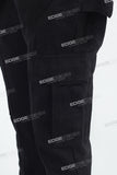 Men's Flared Jeans With Black Paneled Side Cargo Pockets